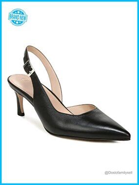 Faux Leather Slingback Kitten Heel Pumps Pointed Toe Office Dress Shoes